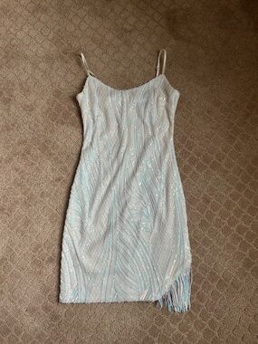 City Vibe White Sequin Bodycon Dress Small Size